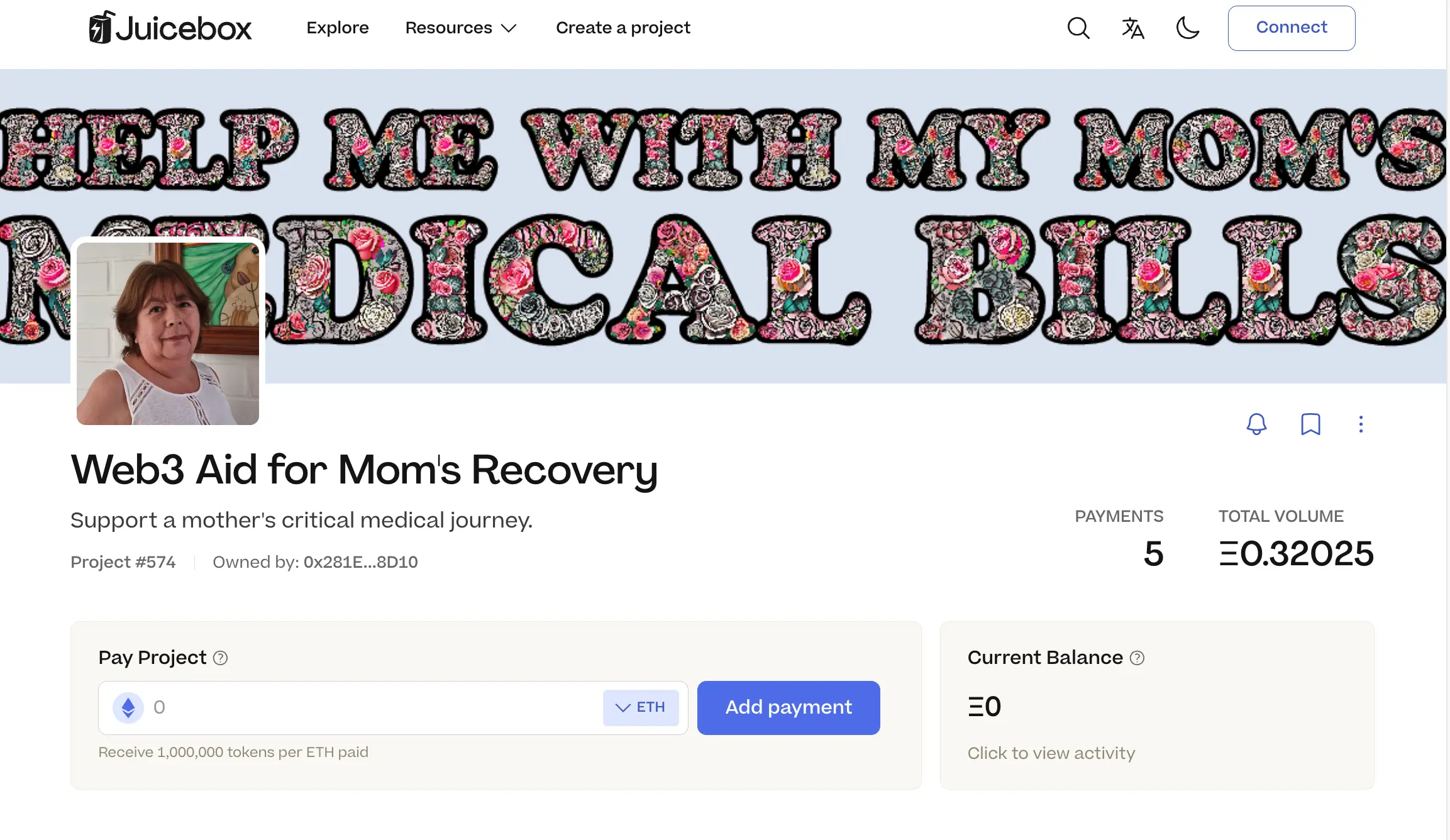 Project by Felirami to cover his mother's medical bills